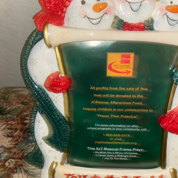 Vintage Fitz and Floyd Christmas Snowman Holiday Retired 5x7 Picture Frame - Picture 5 of 10